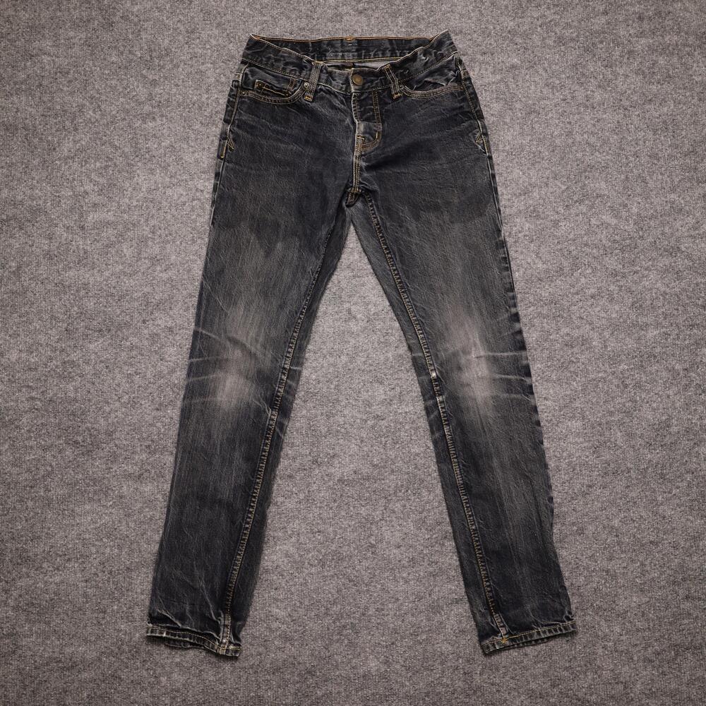 Aeropostale Jeans Mens 28x30 Gray Charcoal Wash Slim Straight Denim Distressed